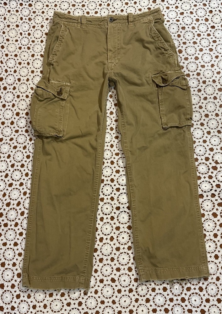 VTG American Eagle Cargo Pants Mens 34x34 Khaki AE-3 Baggy Skater Wide Leg Y2K