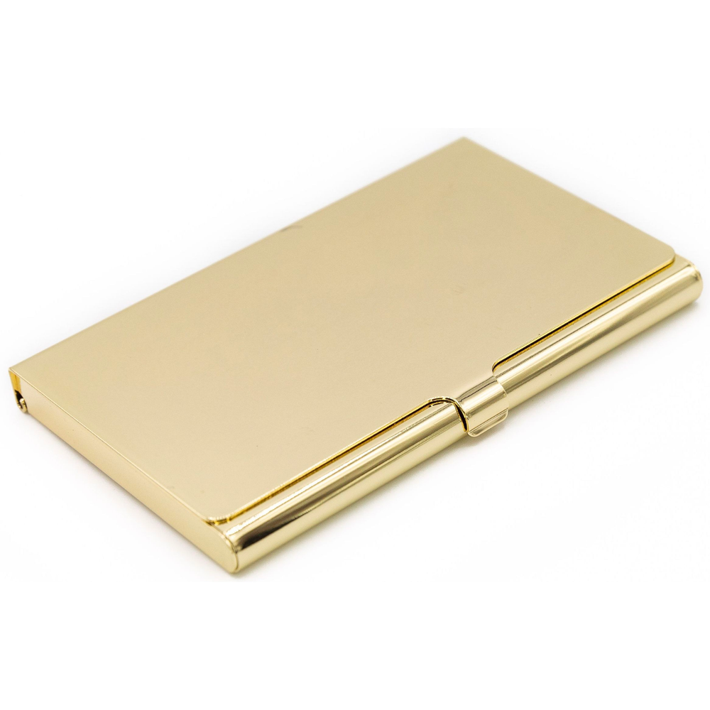 Slim Gold Reflective Business Card Holder for Professionals