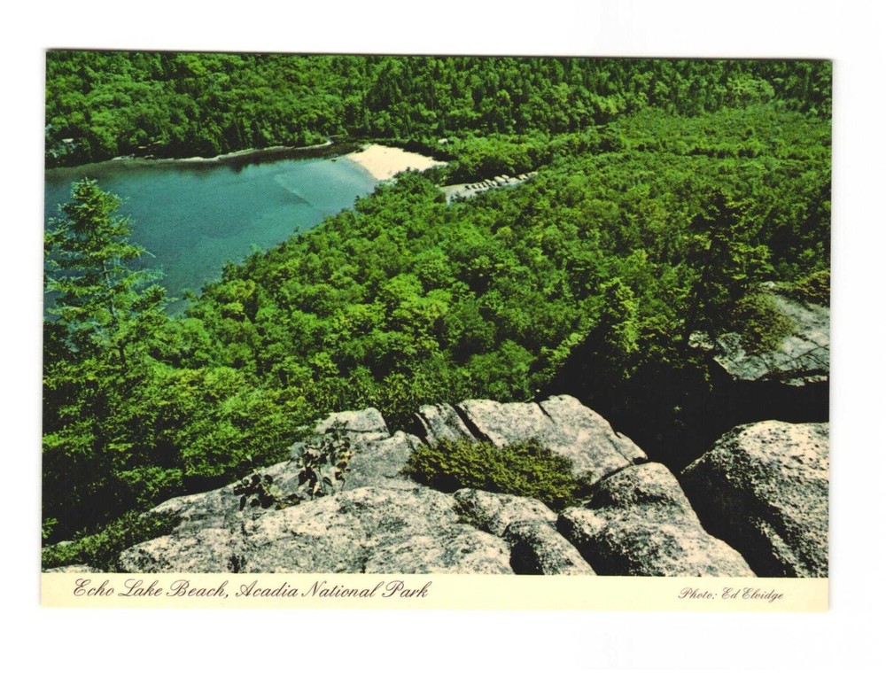Echo Lake Beach Acadia National Park vintage postcard unposted-image