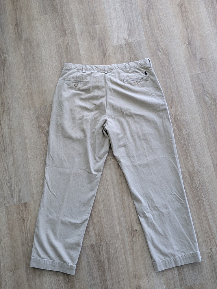 Vintage Polo Ralph Lauren Preston Flat Front Beige Chino Pants Men’s Size 38x30