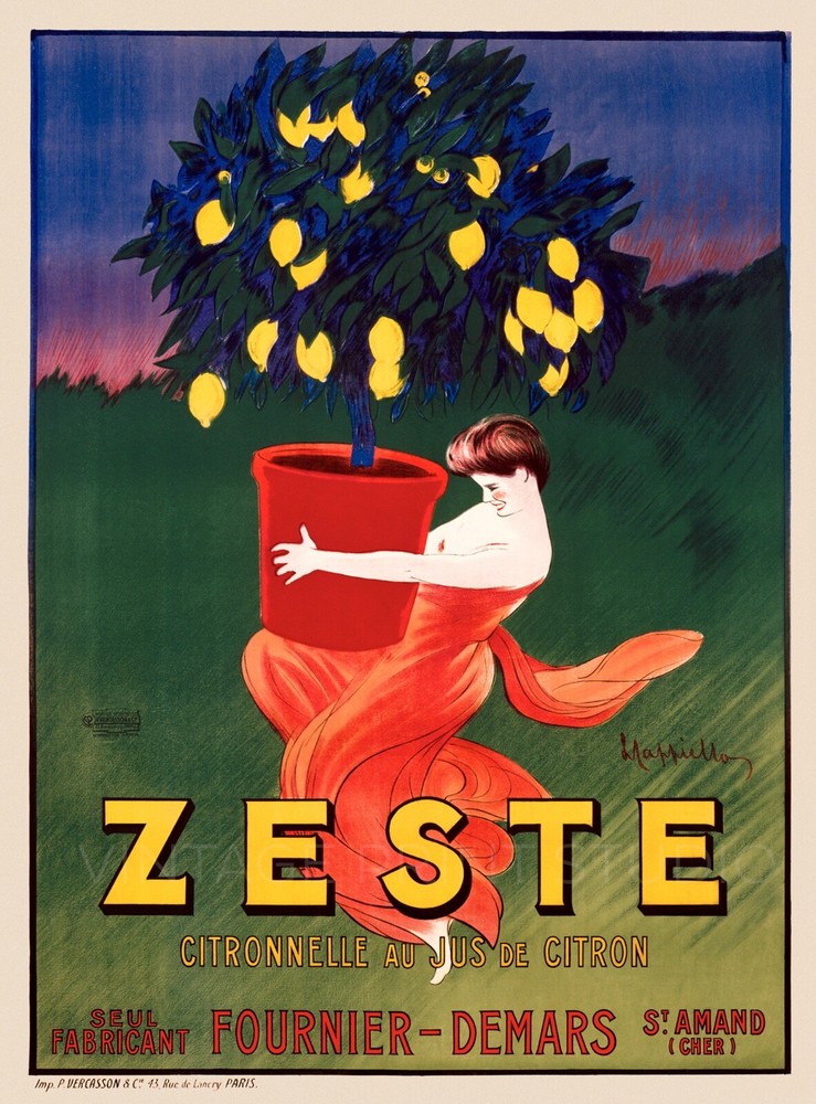 Zeste Citronelle 1906 Cappiello Liquor Art Nouveau Giclee Canvas Print 18x24