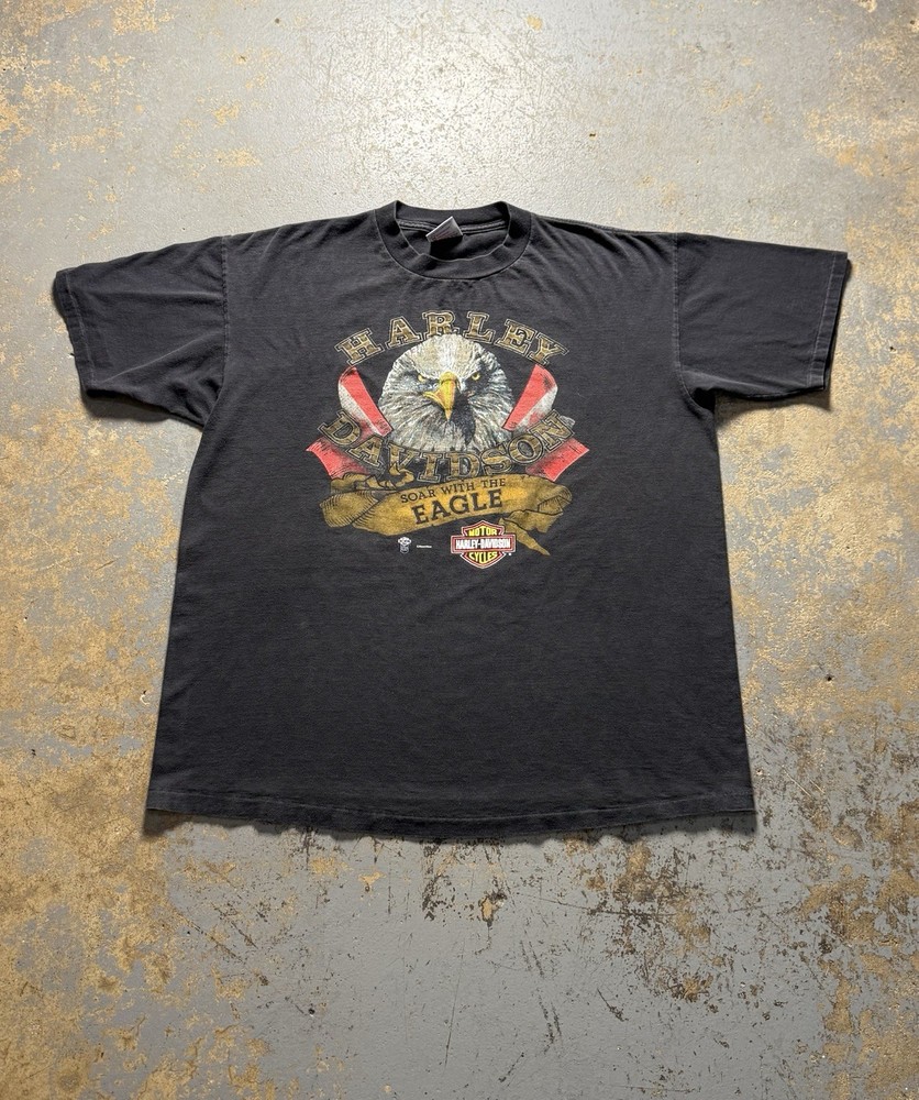 Vintage 90s Harley Davidson Black Single Stitch Graphic Shirt-Size XL