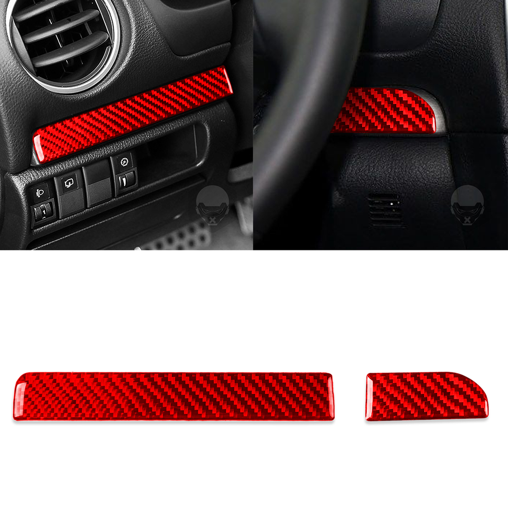 2Pcs Red Carbon Fiber Dashboard Trim for 2003-08 Mazda 6 Driver Side