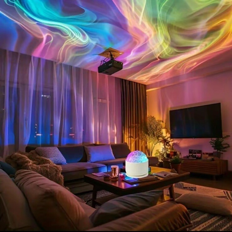 Aurora/Water Ripple Projector Light, USB Powered 16 Colors LED Projector Lamp