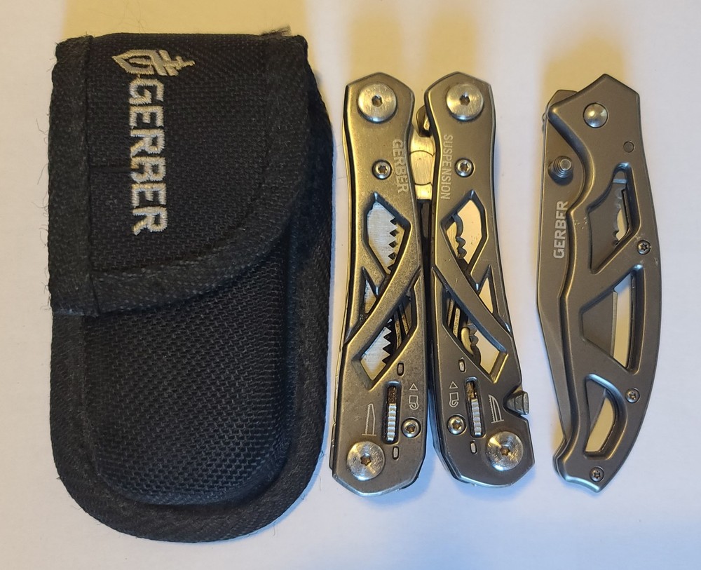 GERBER Suspension Multi-Tool with Sheath & Part-Serrated Paraframe I Folding Knife  