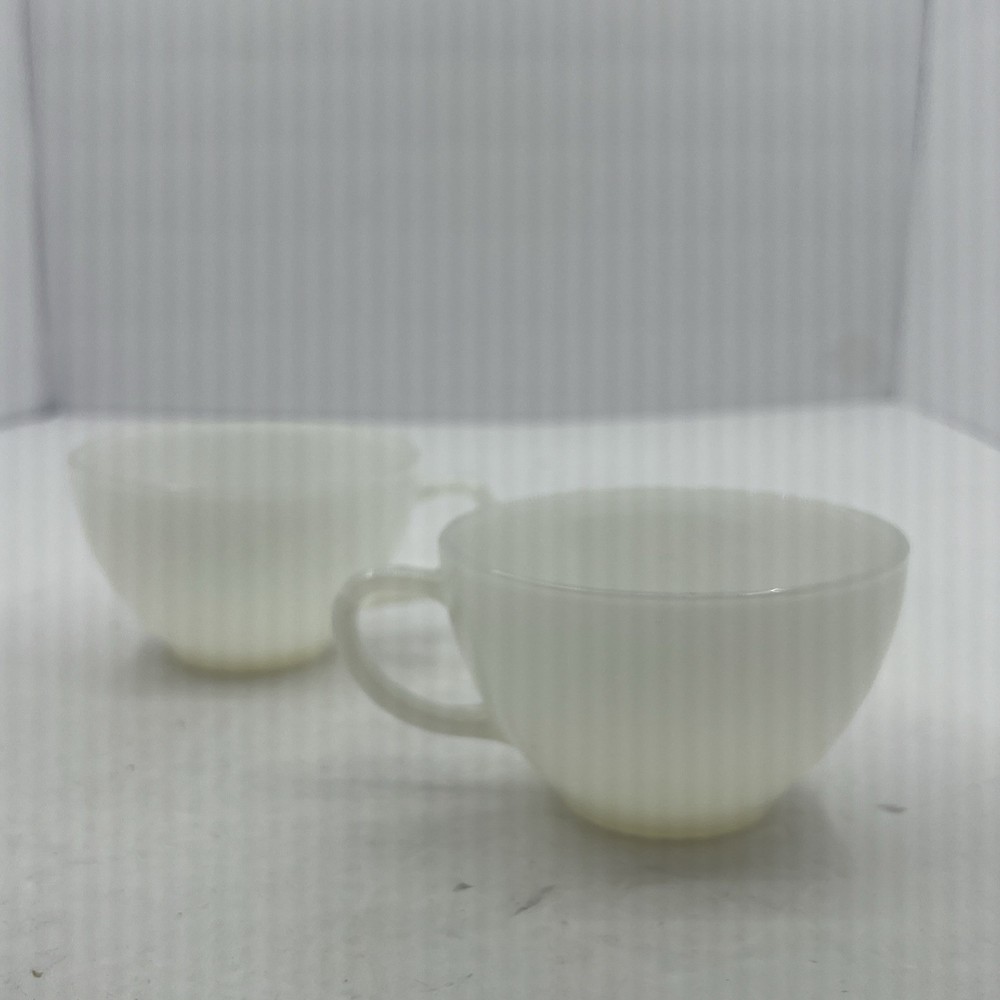Vintage Fire King Oven Ware White Tea Cup Set Of 2
