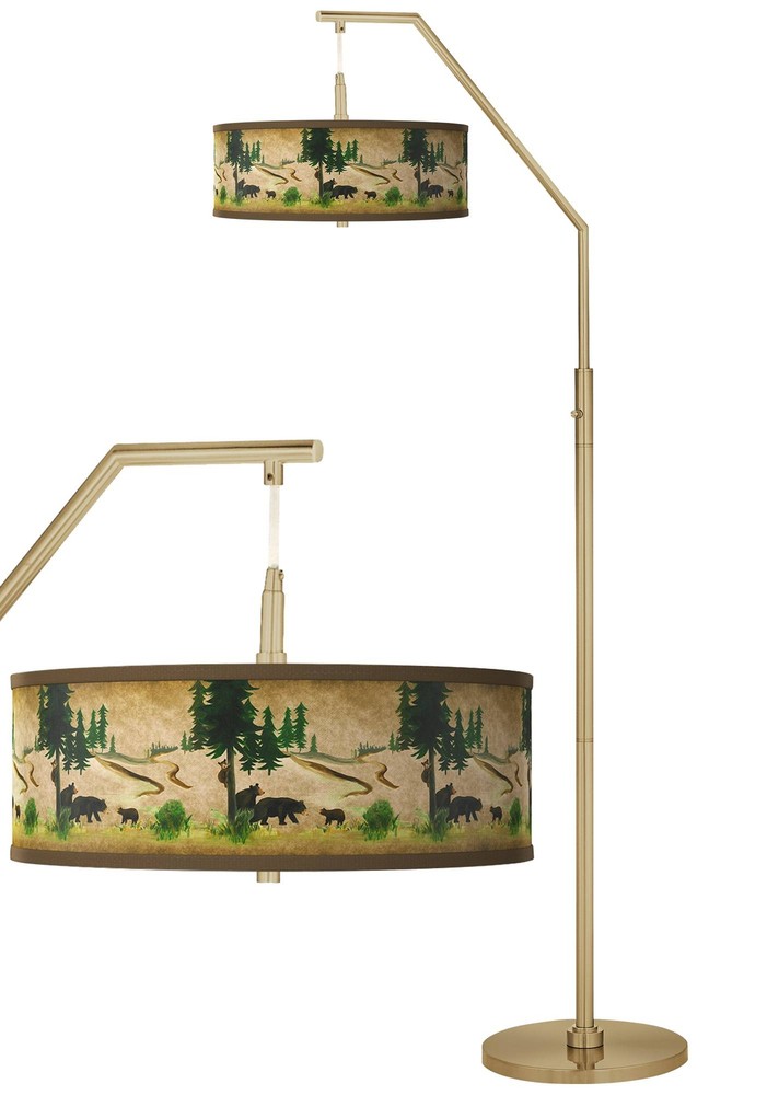 Bear Lodge Giclee Warm Gold Arc Floor Lamp