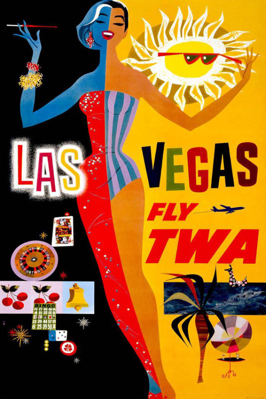 Vintage TRAVEL Poster.LAS VEGAS.Room Art Decor.House Interior design.438