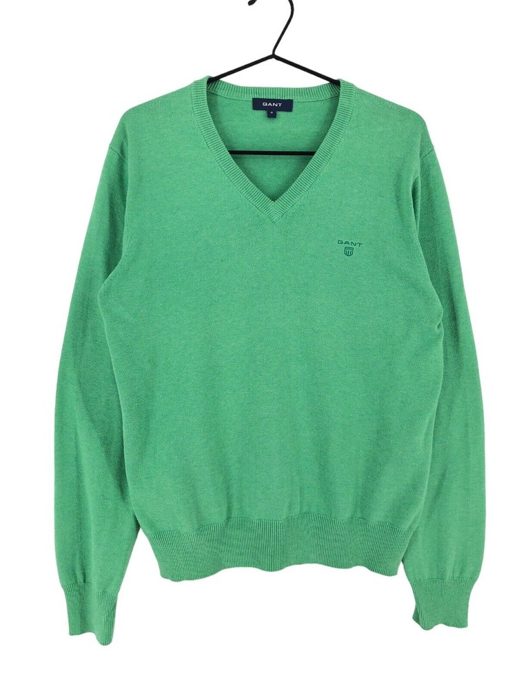 GANT V-Neck Jumper Pullover Sweater Green Men Size S