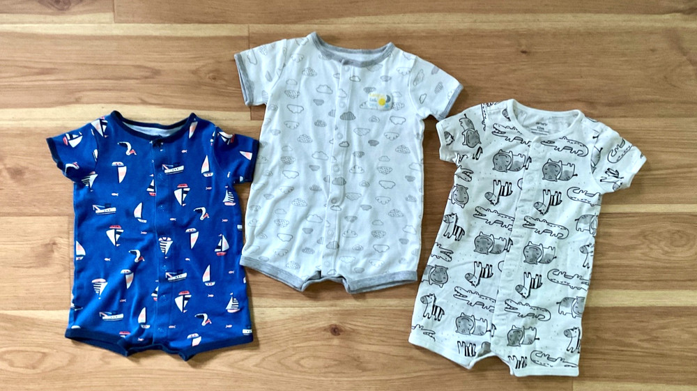 Carter’s  3 Baby Boy Rompers Size 12  Months