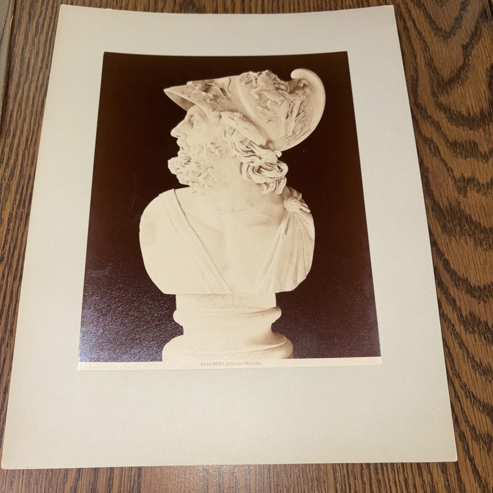 Vintage Menelaus / Helen Of Troy Husband Mounted Greek Sculpture Bust Photo