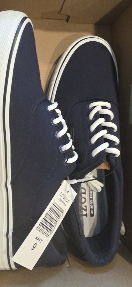Izod Rangley Men's Lace Up Casual Canvas shoe Memory Foam Navy size 9