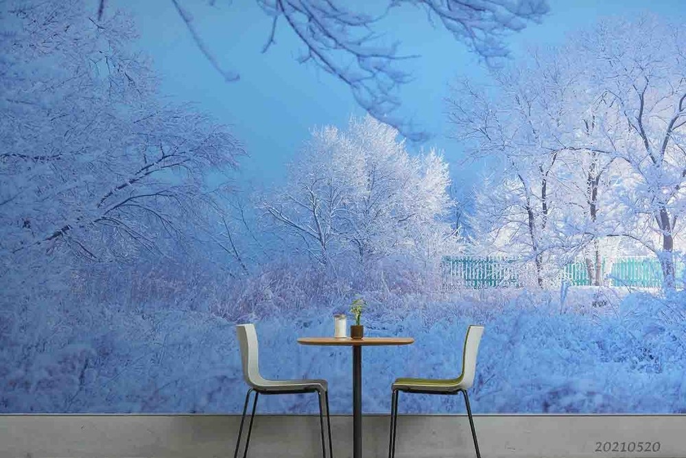3D Forest Snow Winter Landscape Wall Murals Wallpaper Murals Wall Sticker 2
