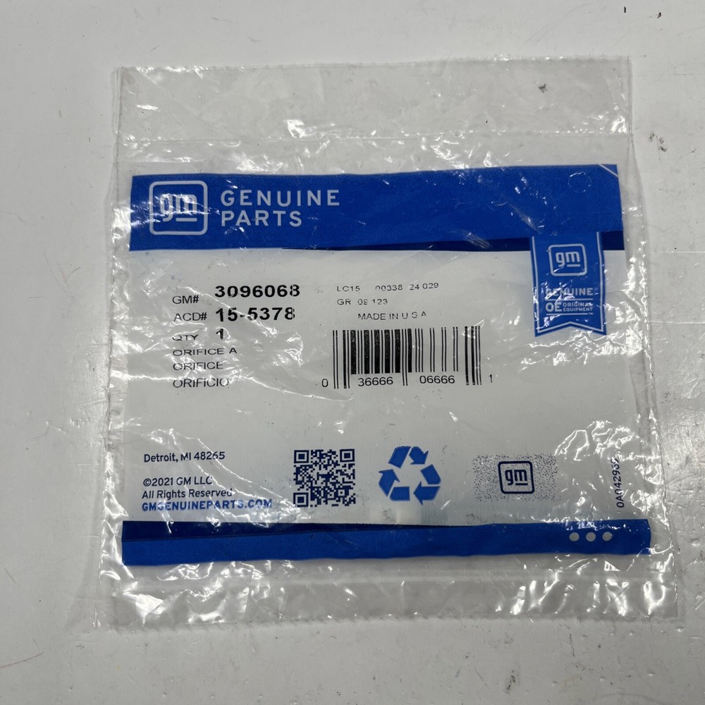 GM Genuine Parts 15-5378 Air Conditioning Orifice Tube New & Sealed