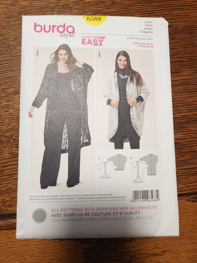 Burda 6588 sewing pattern. Women's jacket. Sizes 6-28 *S51*