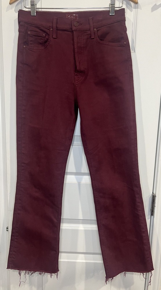 Mother Jeans The Tripper Ankle Fray Size 28 Burgundy Maroon