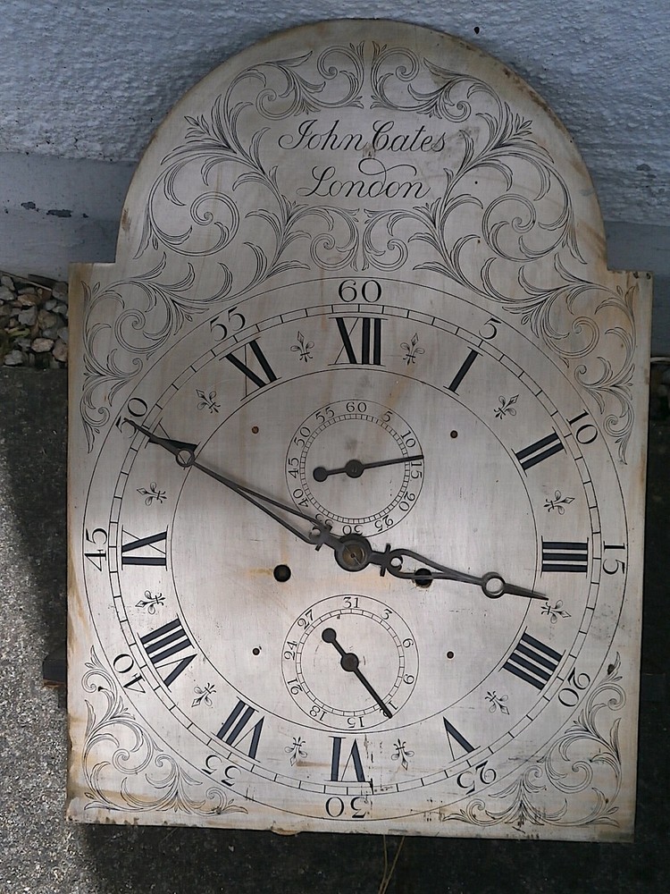 JOHN CATES OF LONDON 8-Day 13x19 Inch Longcase Clock Dial & Movement Circa 1790