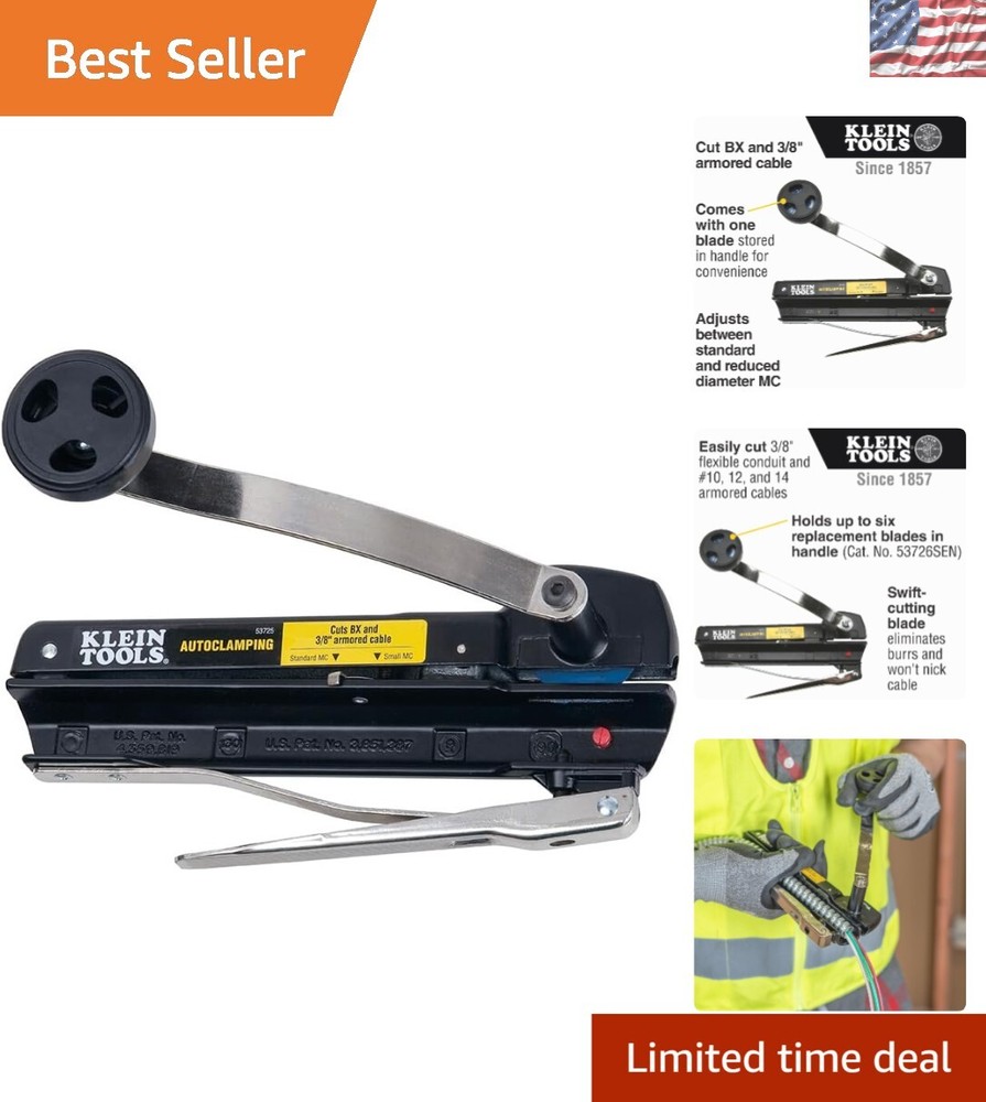 Ergonomic Armored Cable Cutter - Cuts BX/AC/MC with Convenient Blade Holder-image