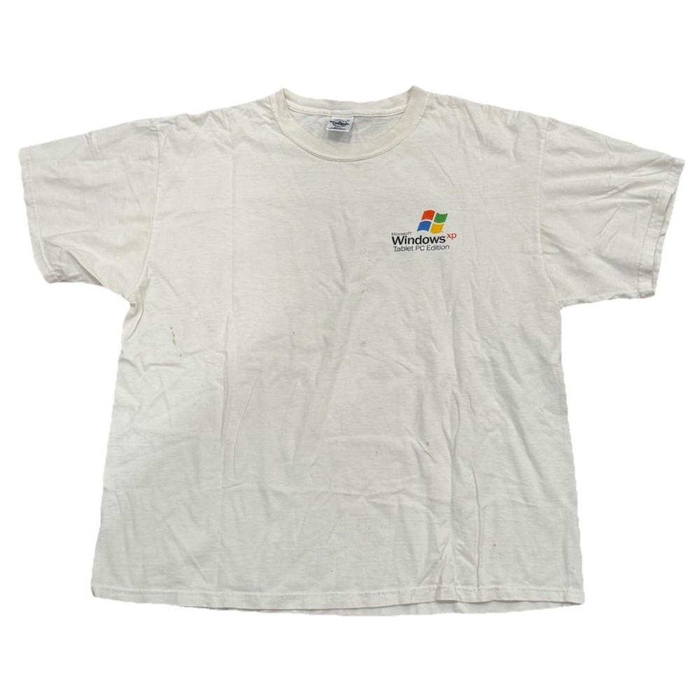 Rare Vintage Windows XP Tablet PC Edition Make Your Mark T Shirt 90s SZ XL Stain