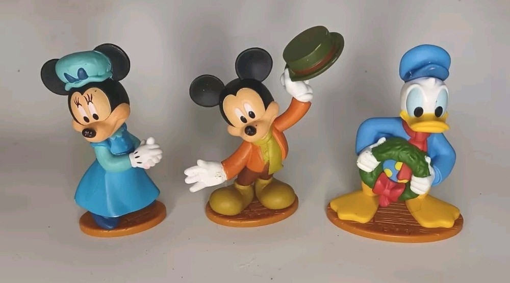 Disney Christmas Carol Figures Lot - Mickey Donald Minnie Set of 3