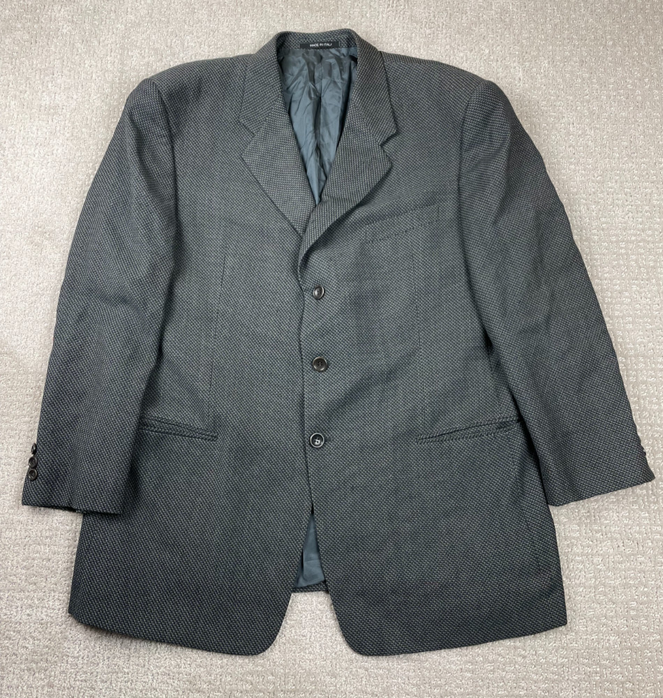 Armani Collezioni Blazer Mens 46R Gray Houndstooth Tweed 3 Button Sport Coat