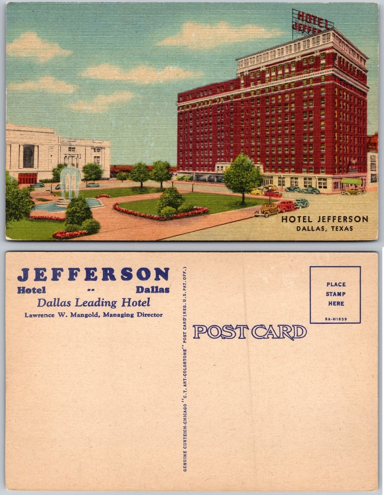 Hotel Jefferson Dallas Texas Postcard