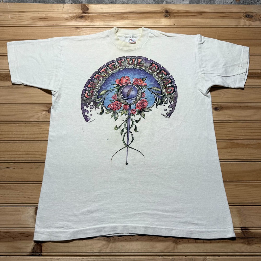 Vintage 1994 Grateful Dead Rock Band Rose Summer Tour T-Shirt USA Made - Large