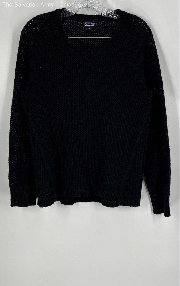 Patagonia Womens Black Cashmere Blend Long Sleeve Pullover Sweater Size M