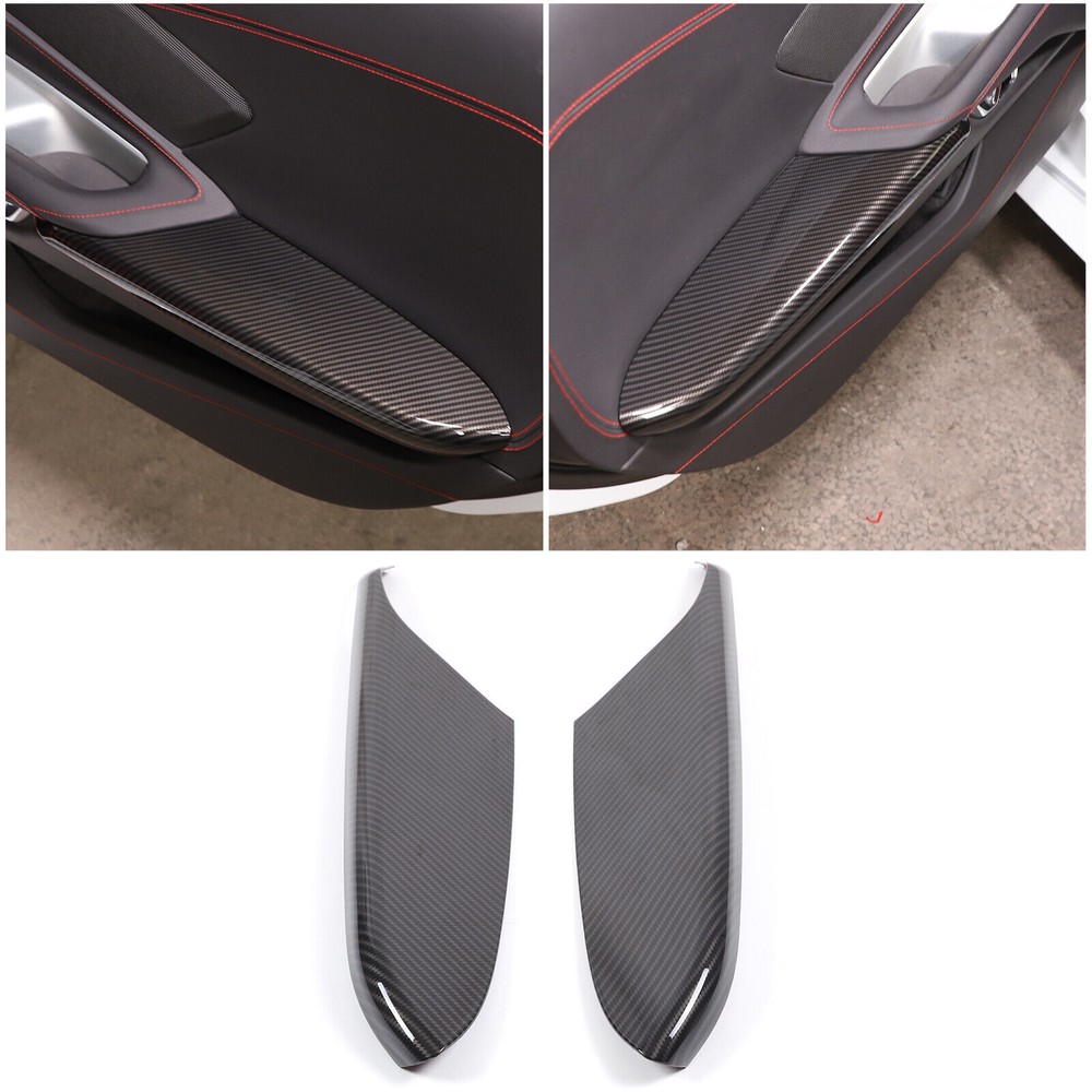 Dry Carbon Car Interior Door Armrest Cover Handrest Trim For Corvette C8 2020-24