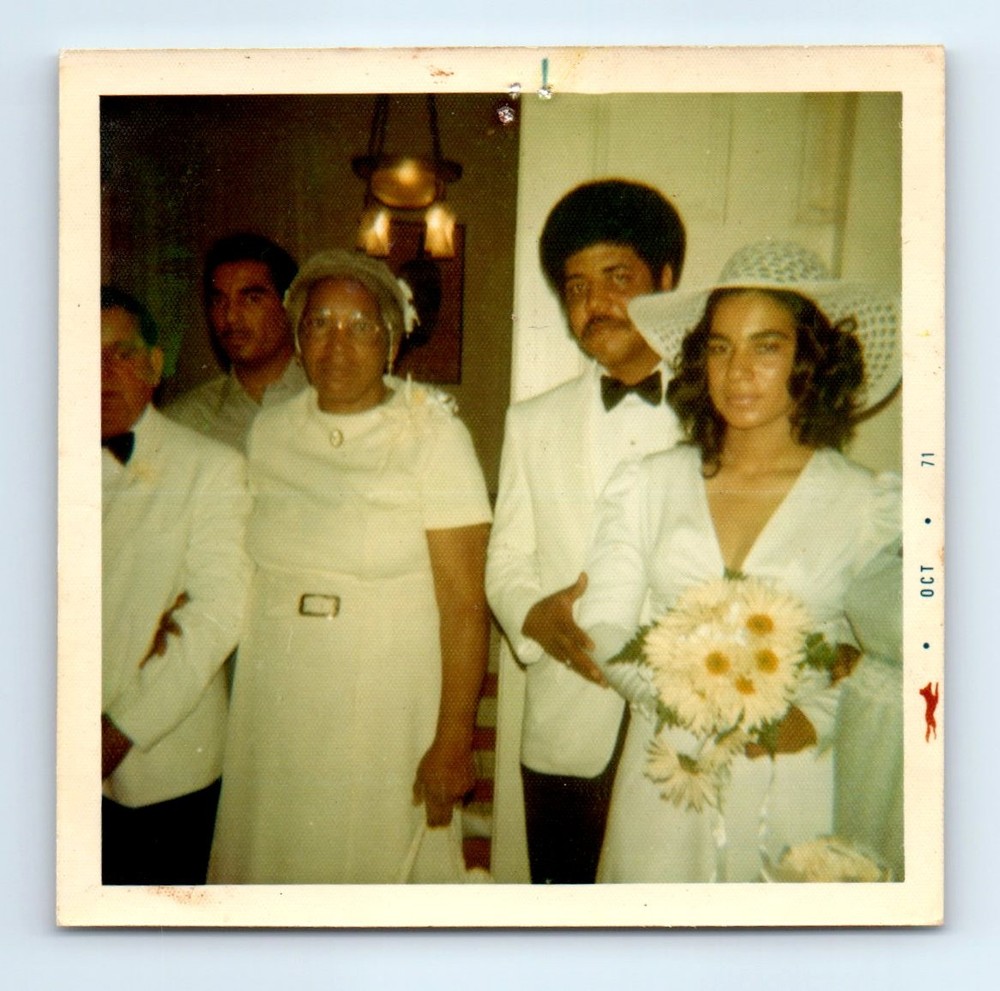 Old Vintage Square Color Photo BLACK AFRICAN AMERICAN MAN WOMEN WEDDING