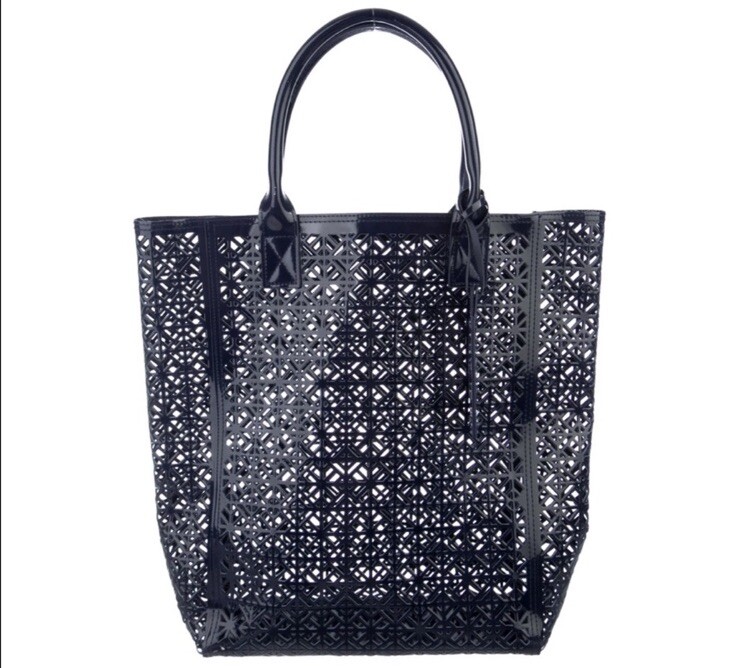 NWT Tory Burch Perforated Laser Cut Navy Blue Tote Bag