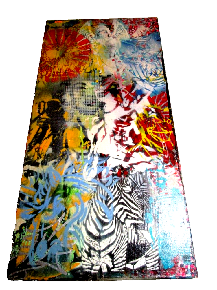 12X24 Original painting MUSK YAI Modern GRAFFITI Abstract acrylic Canvas JOKER-image