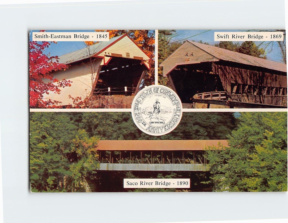 Postcard Town of Conway New Hampshire Bridges USA Smith-Eastman Swift Saco River