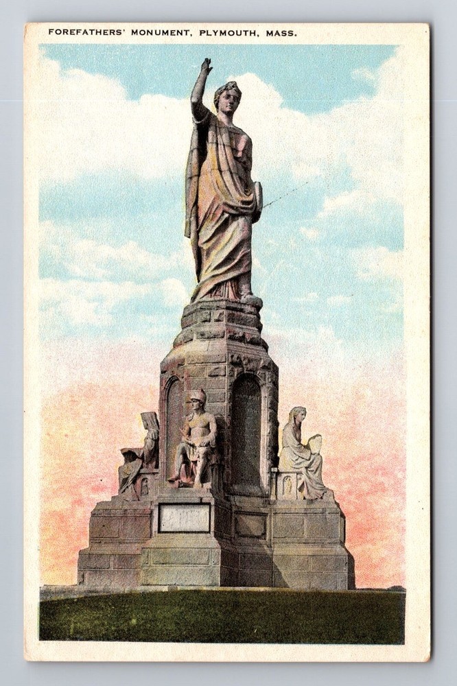 Plymouth MA-Massachusetts, Forefather's Monument, Vintage Souvenir Postcard