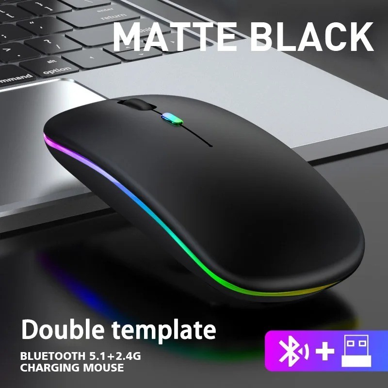 RGB Rechargeable Wireless Gaming Mouse for Laptop PC Bluetooth