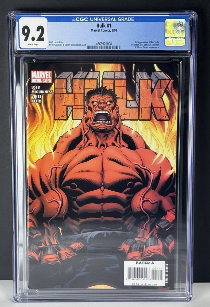 Marvel HULK (2008) #1 / Key 1st Appearance Red Hulk - Graded CGC 9.2 NRMT-