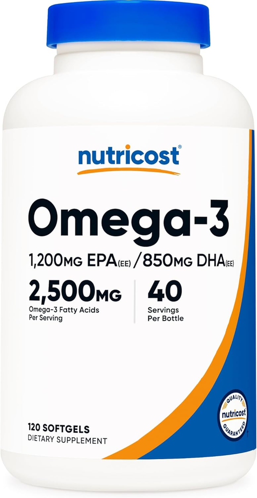 High-Potency 2500MG Omega-3 Fish Oil Softgels - 120 Wild-Caught Capsules with 1200mg EPA/DHA