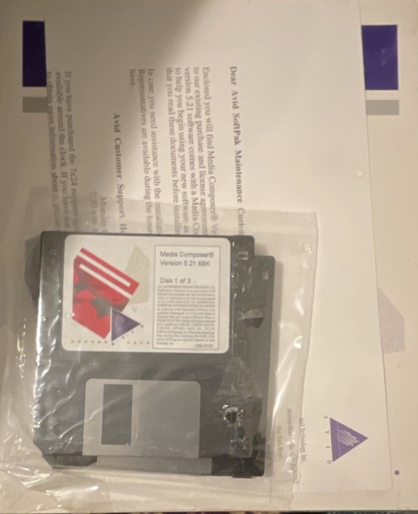 Avid Media Composer Version 5.21 68K 3 x Floppy & Docs in original package