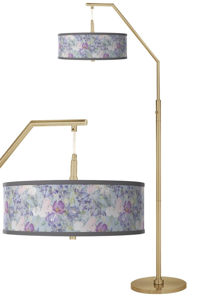 Spring Flowers Giclee Warm Gold Arc Floor Lamp