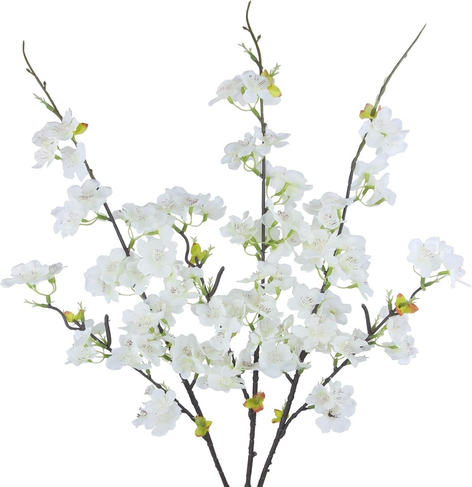 3 Pcs Artificial Cherry Blossom Flower Pink Silk Peach Flowers Bulk Plum Blossom