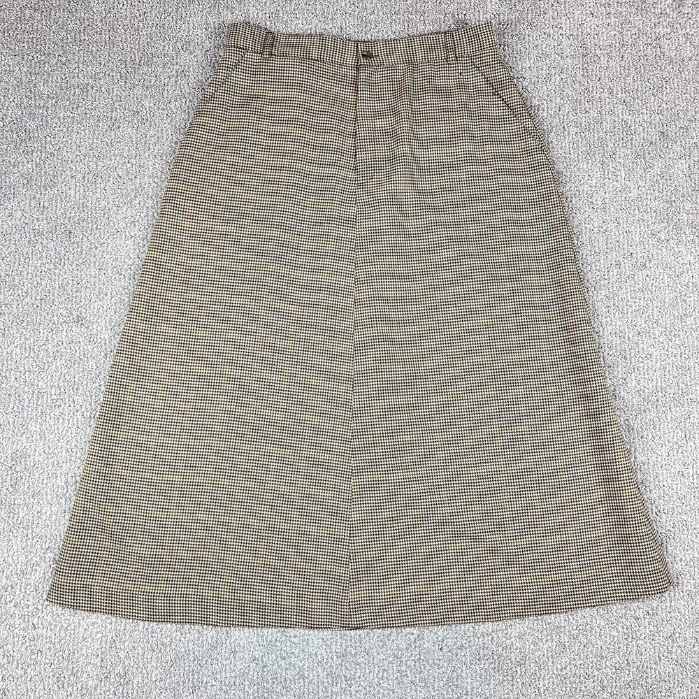 Vintage LL Bean Skirt Womens 14 Petite Brown Wool Plaid Preppy USA Office