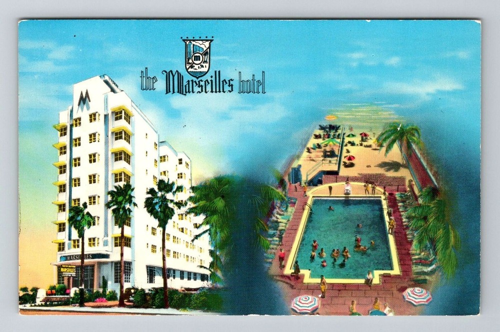 Miami FL-Florida, Marseilles Hotel, Advertising, Vintage Postcard