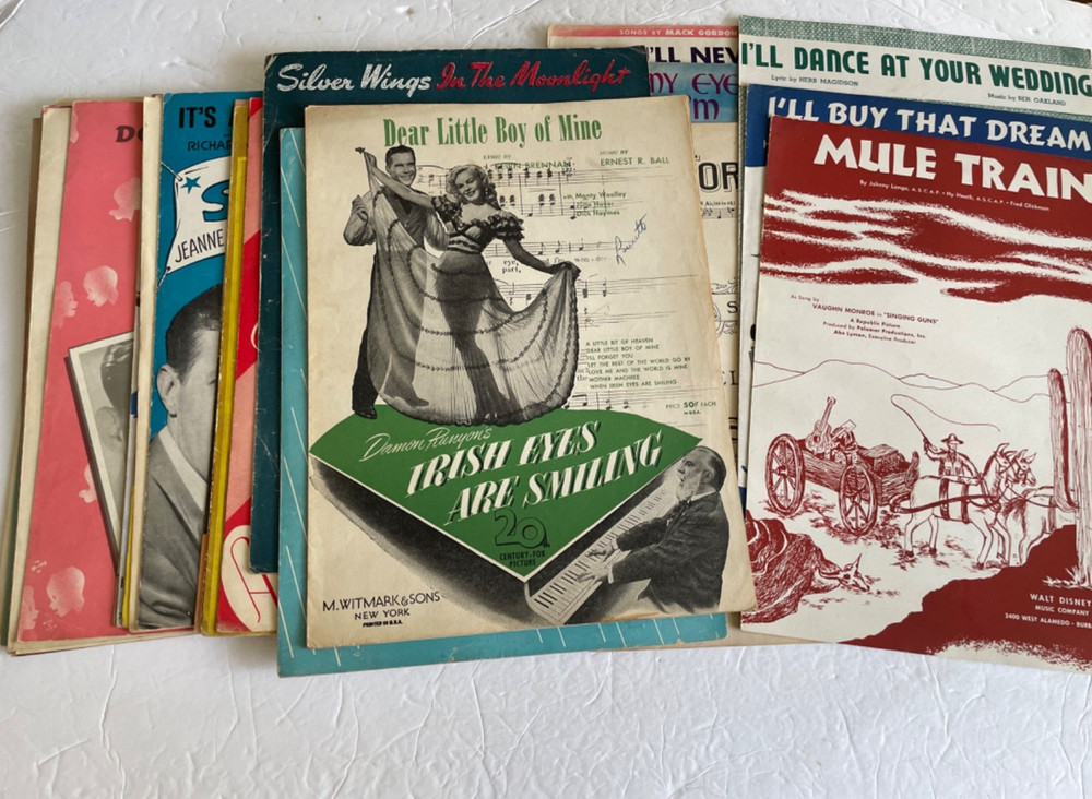 SH-35 Vintage Sheet Music lot of 28 Mule Train Sweet  Sue Just You Wait For Me +