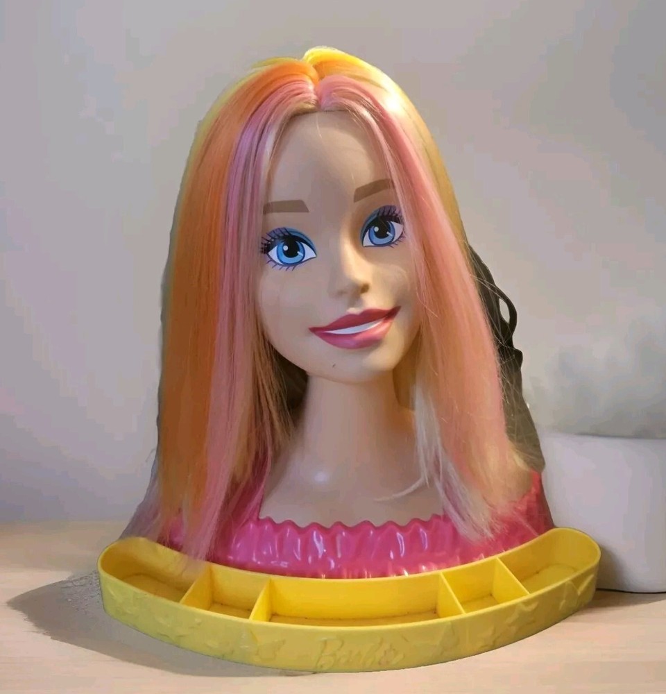 Just Play Barbie Styling Head.  Blonde Rainbow Hair-Preowned In Great