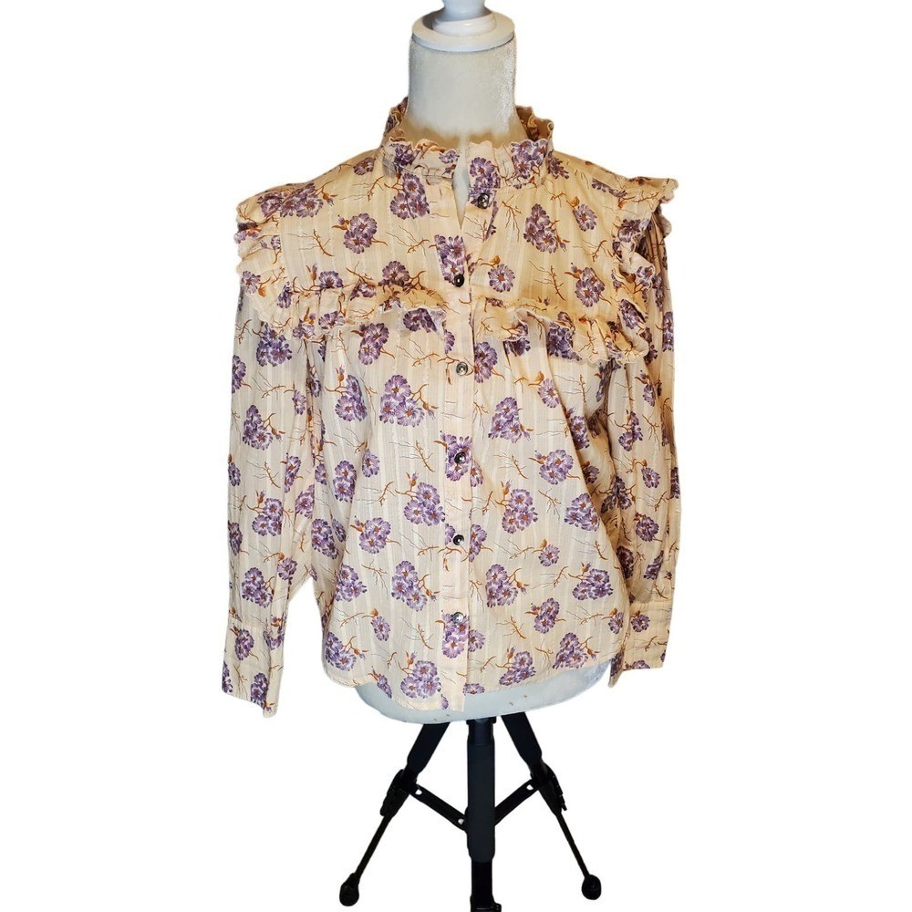La Vie by Rebecca Taylor High neck Metallic thread Blouse Medium