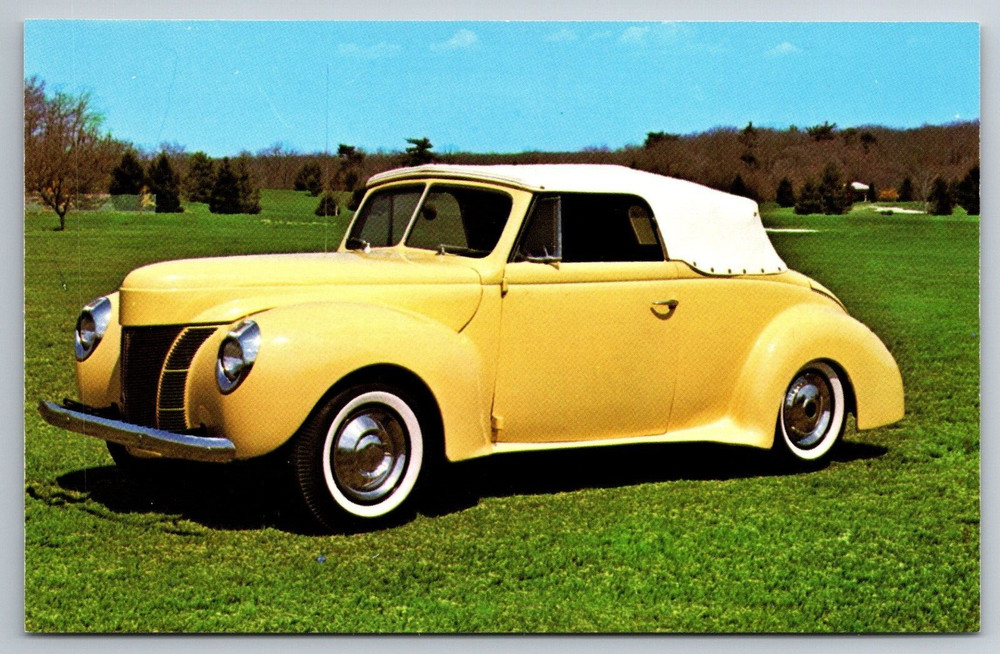 1940 Ford Convertible Coupe Roaring 20 Autos NJ Museum Postcard