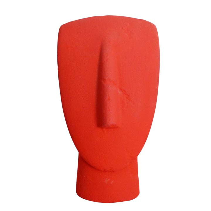 Cycladic Head Red figurine with scar - Casting stone Ancient Modern Abstract Art-image