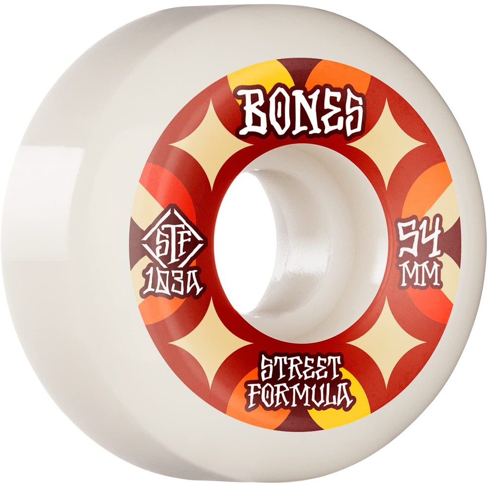 Bones Wheels Street Tech V5 Retros 54mm 103a White/Red Skate Set of 4
