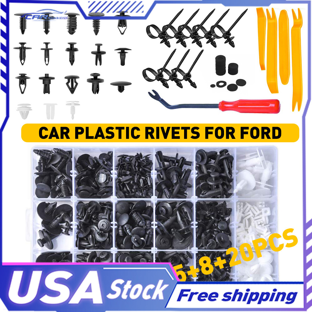 415PCS New Plastic Rivets Fastener Fender Car Bumper Push Pin Clip Remover Tool