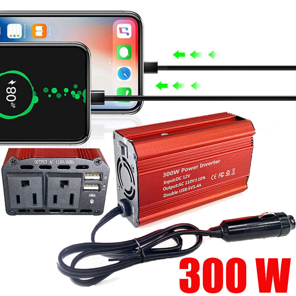 300W Car Inverter Converter Adapter 12V-110V Plug Power Outlet Cigarette Lighter